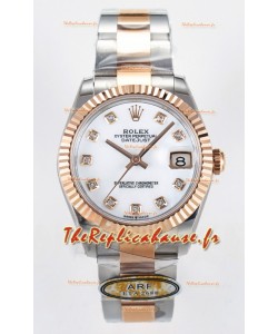 Rolex Super Clone Datejust ETA 2688 Mouvement 31MM Or Rose bicolore Cadran blanc