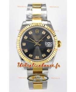 Rolex Super Clone Datejust Mouvement ETA 2688 31MM Or jaune bicolore Cadran gris