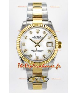 Rolex Super Clone Datejust ETA 2688 Mouvement 31MM Or Jaune Deux tons Cadran Peau