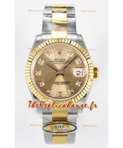 Rolex Super Clone Datejust ETA 2688 Mouvement 31MM Or Jaune bicolore Montre et cadran