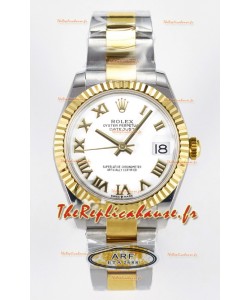 Rolex Super Clone Datejust ETA 2688 Mouvement 31MM Montre en or jaune bicolore Cadran blanc