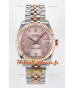 Rolex Super Clone Datejust ETA 2688 Mouvement 31MM Or Rose bicolore Suisse Cadran Champagne
