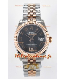 Rolex Super Clone Datejust ETA 2688 Mouvement 31MM Or Rose bicolore Cadran Gris Suisse
