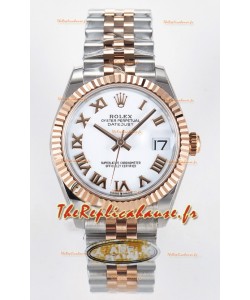 Rolex Super Clone Datejust ETA 2688 Mouvement 31MM Or Rose bicolore Suisse Cadran Blanc