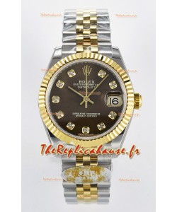 Rolex Super Clone Datejust ETA 2688 Mouvement 31MM or jaune bicolore cadran suisse marron