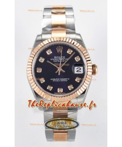 Rolex Super Clone Datejust ETA 2688 Mouvement 31MM or rose bicolore cadran suisse violet
