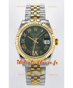 Rolex Super Clone Datejust ETA 2688 Mouvement 31MM or jaune bicolore cadran vert suisse 
