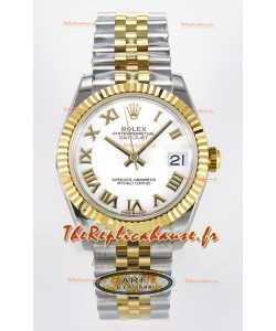 Rolex Super Clone Datejust ETA 2688 Mouvement 31MM Or Jaune Bicolore Cadran Blanc Suisse