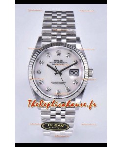 Rolex Datejust 126234 36MM Réplique Suisse en Acier 904L avec Cadran Blanc Perlé, Réplique Miroir 1:1
