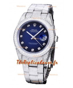 Rolex Datejust 41MM Réplique Suisse - Edition glacée - Cadran bleu 