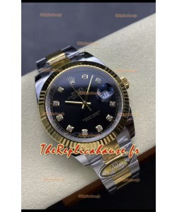 Rolex Datejust M126333 41MM ETA3235 72 Hours Power Cadran Diamants Noirs Huître Réplique 1:1 Or Jaune Acier 904L