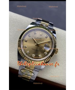 Rolex Datejust M126333 41MM ETA3235 72 Hours Power Cadran Or Diamants Réplique 1:1 Or Jaune Acier 904L