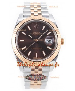 Rolex Datejust M126333 41MM ETA3235 72 Hours Power Cadran Brun Jubilé Réplique 1:1 Or Rose Acier 904L 