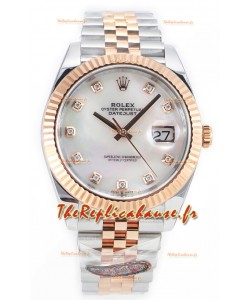 Rolex Datejust M126333 41MM ETA3235 72 Heures Puissance Cadran Perle Jubilé Réplique 1:1 Or Rose Acier 904L 
