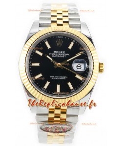 Rolex Datejust M126333 41MM ETA3235 72 Hours Power Cadran noir Jubilé Réplique 1:1 Or jaune Acier 904L
