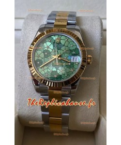 Rolex Datejust M278273 31MM Swiss Replica en or jaune bicolore - cadran à motif vert Qualité miroir 1:1 