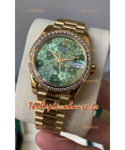 Rolex Datejust M278248 31MM Réplique Suisse en Or - Cadran Vert Motif Qualité Miroir 1:1