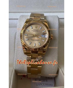Rolex Datejust 278278 31MM Réplique Suisse en Acier 904L Boîtier or jaune avec index bâtons Qualité miroir 1:1 