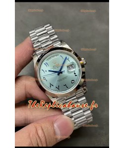 Rolex Day Date Presidential en acier inoxydable cadran ICE bleu arabe Montre 40MM - Qualité miroir 1:1