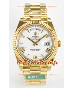 Rolex Day Date Super Clone en or jaune 18K 40MM - Cadran blanc Réplique de montre 1:1 