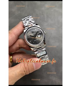 Rolex Day Date Super Clone en acier inoxydable à cadran gris 36MM - Montre réplique 1:1