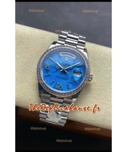Rolex Day Date Montre en acier inoxydable 18 carats sertie de turquoises 36 mm - Réplique de montre 1:1 