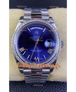 Rolex Day Date M228206-0015 904L acier 40MM - Réplique Miroir 1:1, cadran bleu