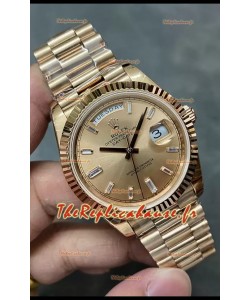 Rolex Day Date 40MM 228235 Montre réplique en or rose avec cadran en or miroir 1:1
