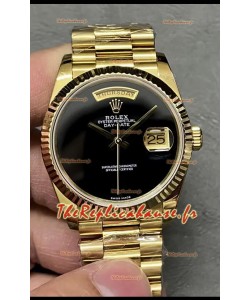 Rolex Day Date Présidentielle Montre en or jaune 18K 36MM - Cadran noir Qualité miroir 1:1
