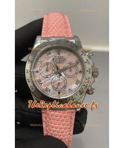 Rolex Daytona Super Clone Cadran rose nacré Acier inoxydable Mouvement Cal.4131 Réplique Montre 1:1