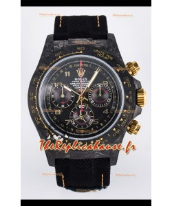 Rolex Daytona Super Clone DiW Avia Edition Carbone gris - Boîtier carbone forgé - Bracelet noir Réplique 1:1 