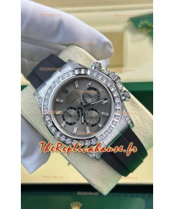 Rolex Daytona Super Clone Or Blanc Boîtier Acier Cadran Mouvement Cal.4131 Lunette Saphirs Personnalisée