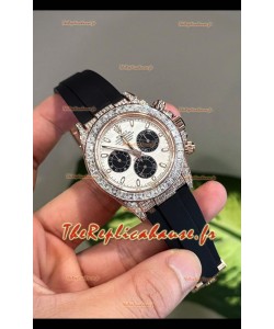 Rolex Daytona Super Clone Or Blanc Boîtier Cadran Météorite Mouvement Cal.4131 Montre Lunette Saphirs Personnalisée