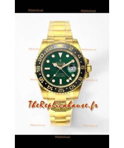 Rolex GMT Masters II Super Clone M116718 Or Jaune Cadran Vert Réplique montre Suisse 