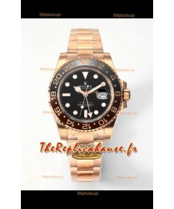 Rolex GMT Masters II Super Clone Root Beer 126711CHNR Cadran Rose Noir Réplique montre Suisse 