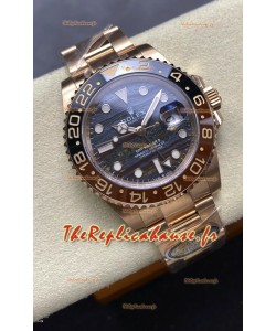 Rolex GMT Masters II Super Clone 126715CHNR Or Rose Cadran Fer Tigre Réplique Montre Suisse