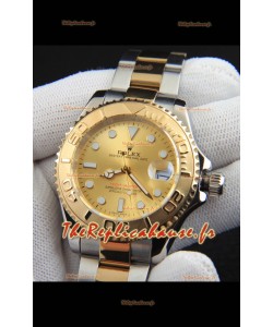 Montre Rolex Yacht-Master à mouvement japonais, boîtier bicolore or - Cadran or, 37 mm