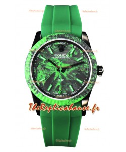 Montre Rolex Milgauss DiW avec boîtier en carbone vert - Mouvement automatique ETA2836 sur bracelet vert 