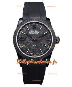 Montre Rolex Milgauss DiW avec boîtier en carbone noir - Mouvement automatique ETA2836 sur bracelet noir 