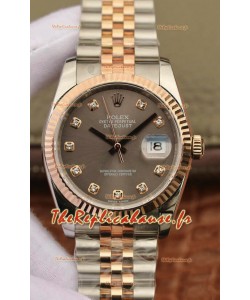 Montre Rolex Datejust 36MM Mouvement ETA-3135 Réplique Suisse en 904L cadran brun bicolore