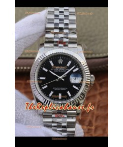 Montre Rolex Datejust 36MM Mouvement ETA-3135 Réplique Suisse en acier 904L et cadran noir 