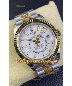 Rolex Sky-Dweller REF# M336933 Montre à cadran blanc en or jaune boîtier acier 904L Réplique miroir 1:1