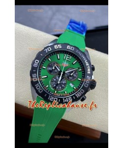 Tag Heuer F1 Edition Montre suisse à quartz avec cadran vert Boîtier en acier inoxydable Bracelet caoutchouc