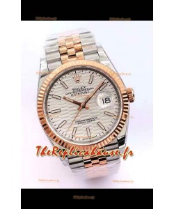 Montre Rolex Datejust Cadran Cannelé-Motif 41MM Mouvement Cal.3135 Réplique Suisse dans un boîtier 904L bicolore