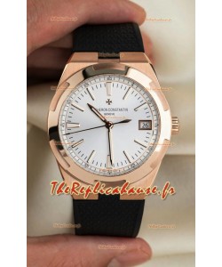 Vacheron Constantin Super Clone Overseas Edition Boîtier Or Rose Bracelet Caoutchouc