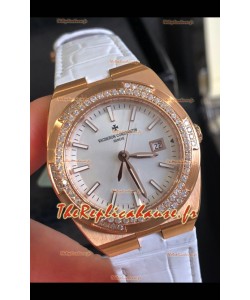 Vacheron Constantin Overseas Or Rose 33MM Réplique Montre Suisse à Quartz Cadran Acier 