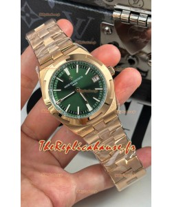Vacheron Constantin Super Clone Overseas Réplique Montre Suisse 1:1 avec Cadran Acier Rose Vert