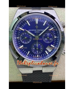 Vacheron Constantin Overseas Chronograph 904L acier cadran bleu Réplique Suisse - Bracelet caoutchouc