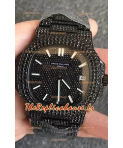 Montre Patek Philippe Nautilus 5711 Black Venom Diamonds PVD Réplique Suisse Montre à cadran noir 