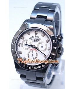 Rolex Daytona Cosmograph Project X Design Black Out Edition Cadran Blan avec Chiffres de Diamant